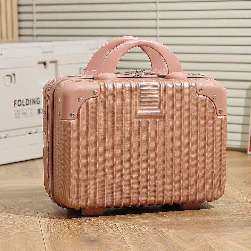 Vintage Luggage Mini Makeup Case | 14-Inch Small Storage Lock Box