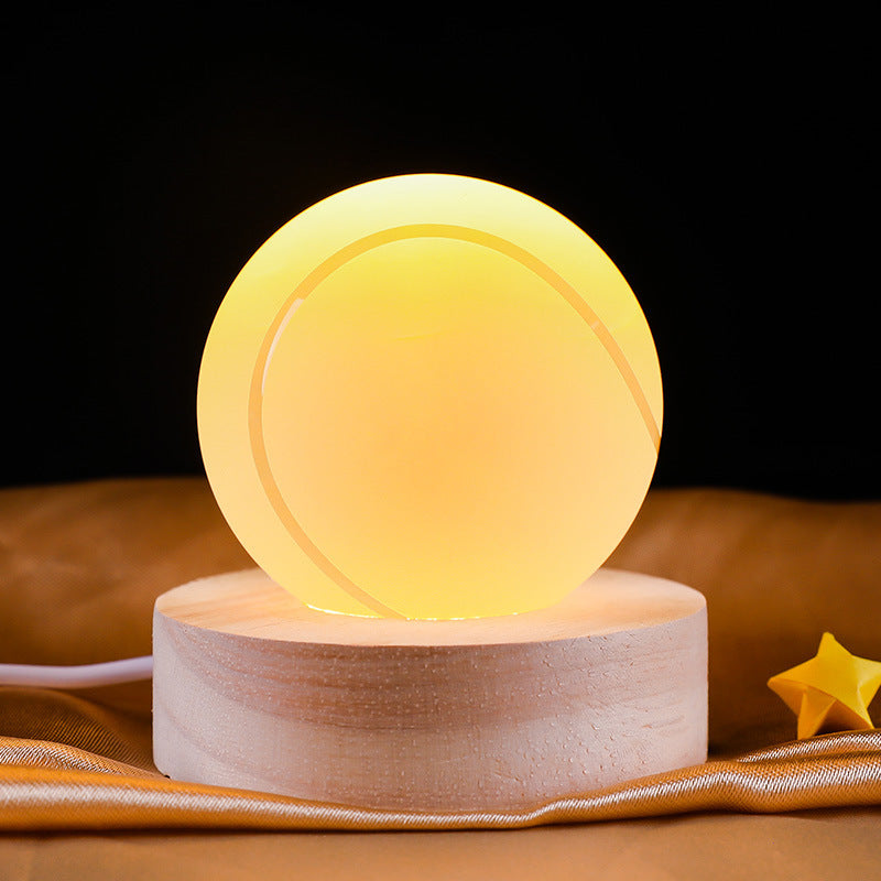 3D Inner Carved Crystal Ball Night Light – Creative Badminton Shuttlecock LED Lamp
