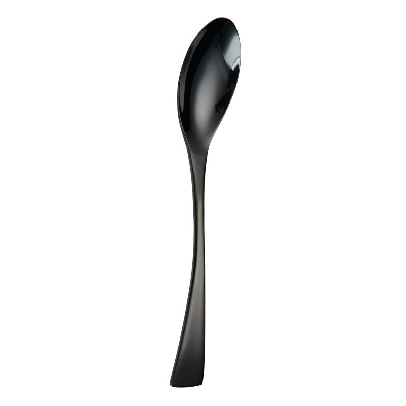 Luxury Titanium Black Stainless Steel Cutlery Set - Modern Western Knife, Fork, and Spoon Set