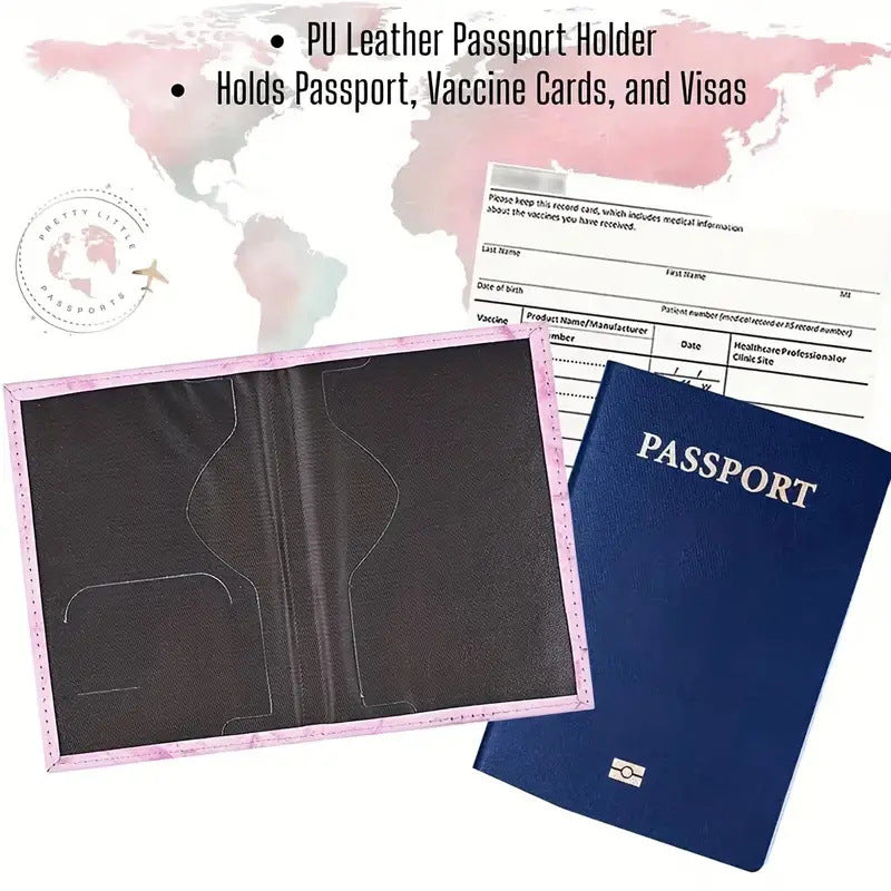 Monogrammed Pink Marble Effect Passport Clip