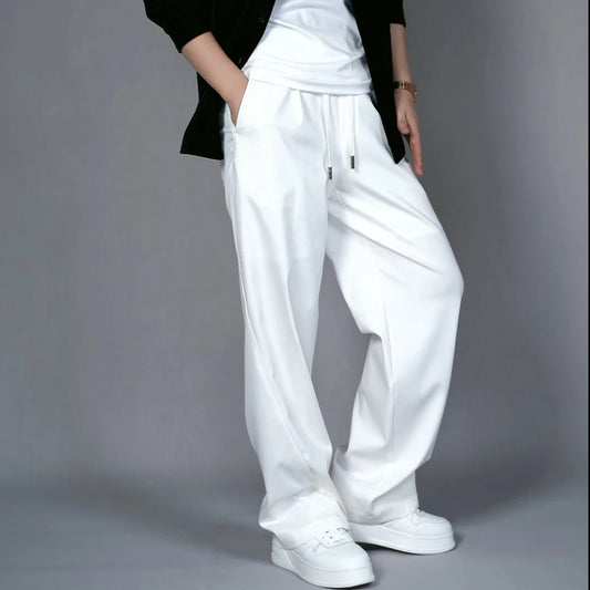 Premium Minimalist Wide-Leg Trousers – Relaxed Straight Fit Drapey Pants for Men & Women