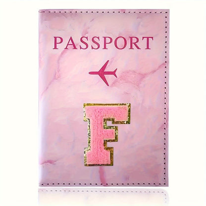 Monogrammed Pink Marble Effect Passport Clip