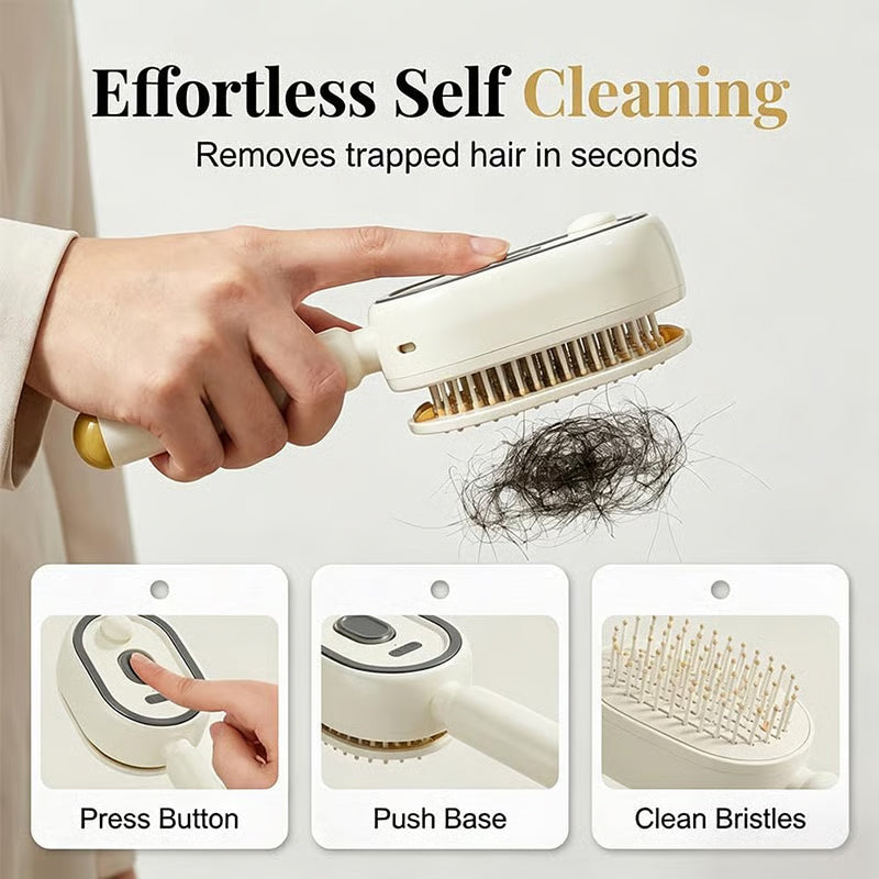 3-in-1 Steaming Hair Brush for Less Breakage & Smooth Shiny Hair