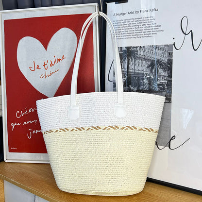 Women's Summer Straw Tote Bag & Wide-Brim Sun Hat Set