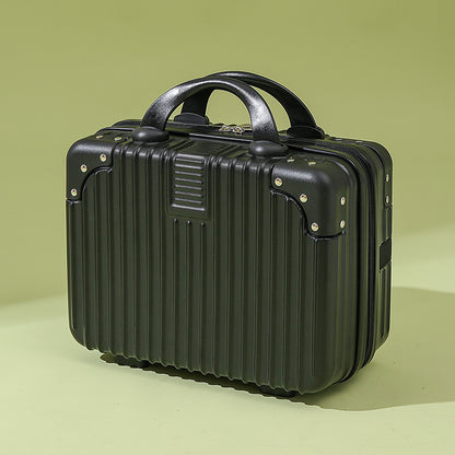 Vintage Luggage Mini Makeup Case | 14-Inch Small Storage Lock Box