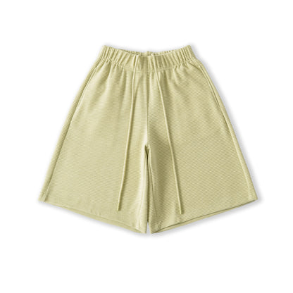 Casual Waffle Knit Shorts with Drawstring Elastic Waist