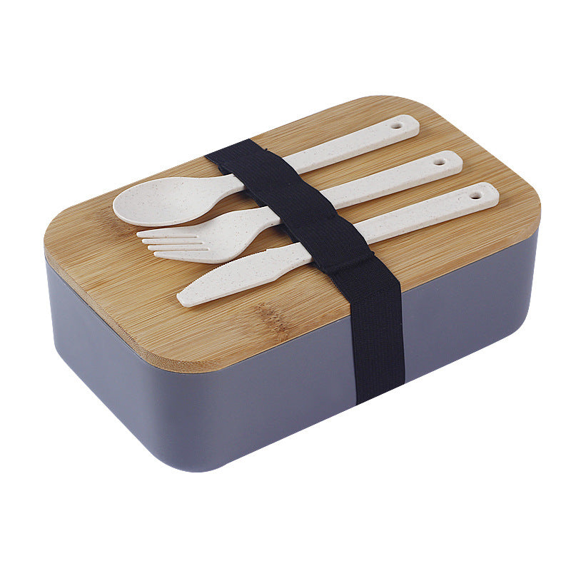 Japanese Style Double-Layer Bento Lunch Box with Natural Bamboo Lid & Portable Cutlery Set (Leak-Proof & Eco-Friendly)