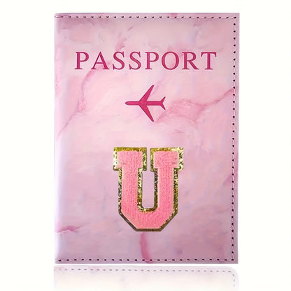 Monogrammed Pink Marble Effect Passport Clip