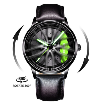 Luxury Men's Car Wheel Hub Watch - Stainless Steel Waterproof Quartz Wristwatch