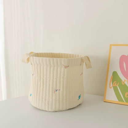 Cute Quilted Baby Storage Basket - Multi-Purpose Toy & Diaper Organizer Bag