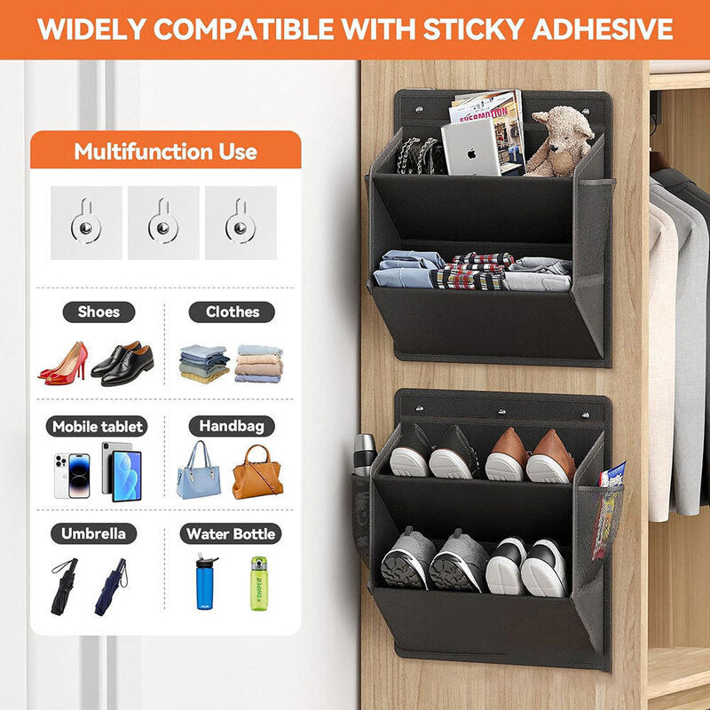 Adhesive RV Shoe Storage Bag - Over-The-Door Hanging Organizer with Deep Pockets