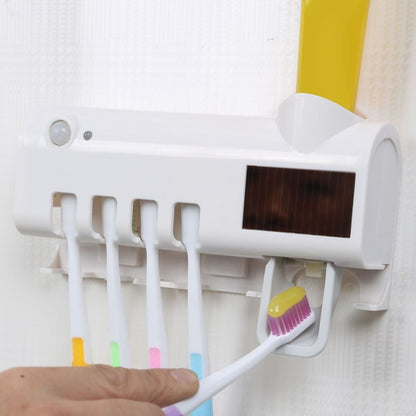 Smart UV Toothbrush Sanitizer & Holder – Wall-Mounted Automatic Toothpaste Squeezer for Bathroom Hygiene