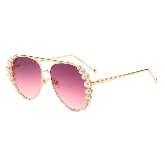 Women’s Fashion Pearl Detail Sunglasses | Stylish Gradient Lens Driving Glasses