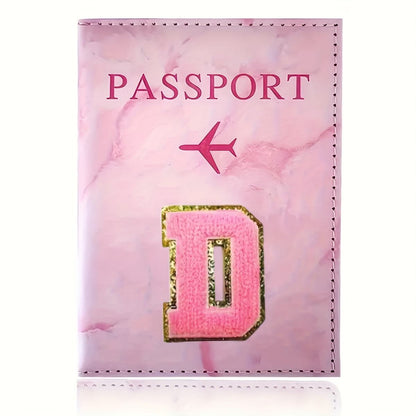 Monogrammed Pink Marble Effect Passport Clip