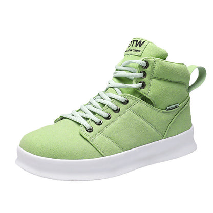 Men's High Top Suede Board Shoes - Comfortable Thick Sole Casual Sneakers