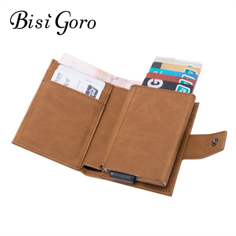 Bisi Goro Minimalist RFID Blocking Wallet & Aluminum Card Holder for Men and Women