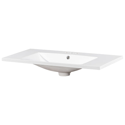 36-Inch Luxury Modern Resin Bathroom Sink – Sleek Minimalist Vanity Top with Overflow Hole (Sink Only)