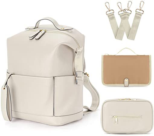 Large Capacity PU Leather Mommy/Diaper Bag Backpack