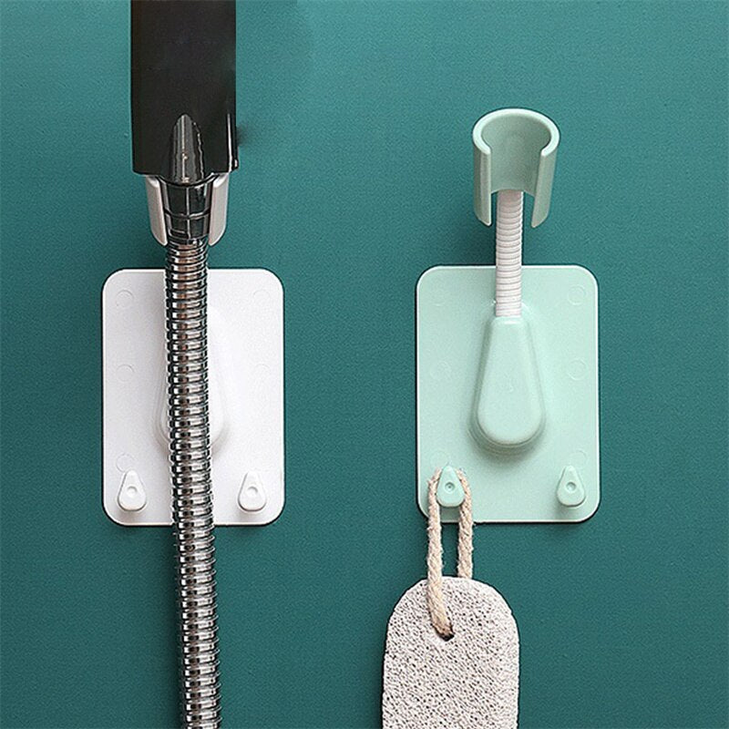 360° Adjustable Universal Shower Head Holder – Punch-Free Adhesive Wall Mount Bracket for Bathroom
