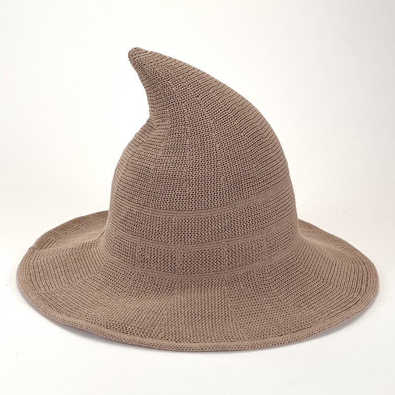 Knitted Pointed Top Witch Hat | Wide Brim Halloween Party