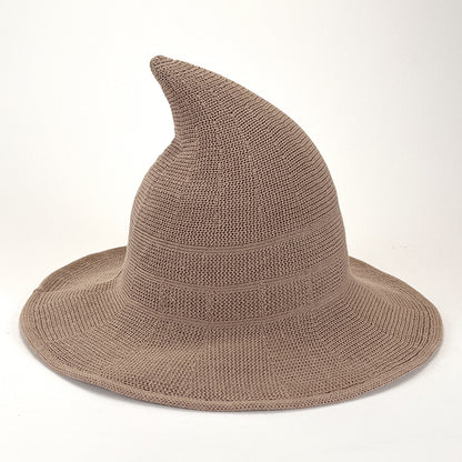Knitted Pointed Top Witch Hat | Wide Brim Halloween Party
