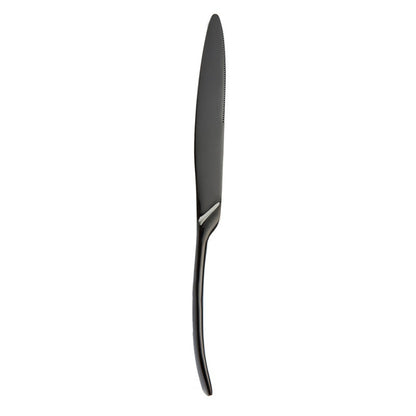 Luxury Titanium Black Stainless Steel Cutlery Set - Modern Western Knife, Fork, and Spoon Set