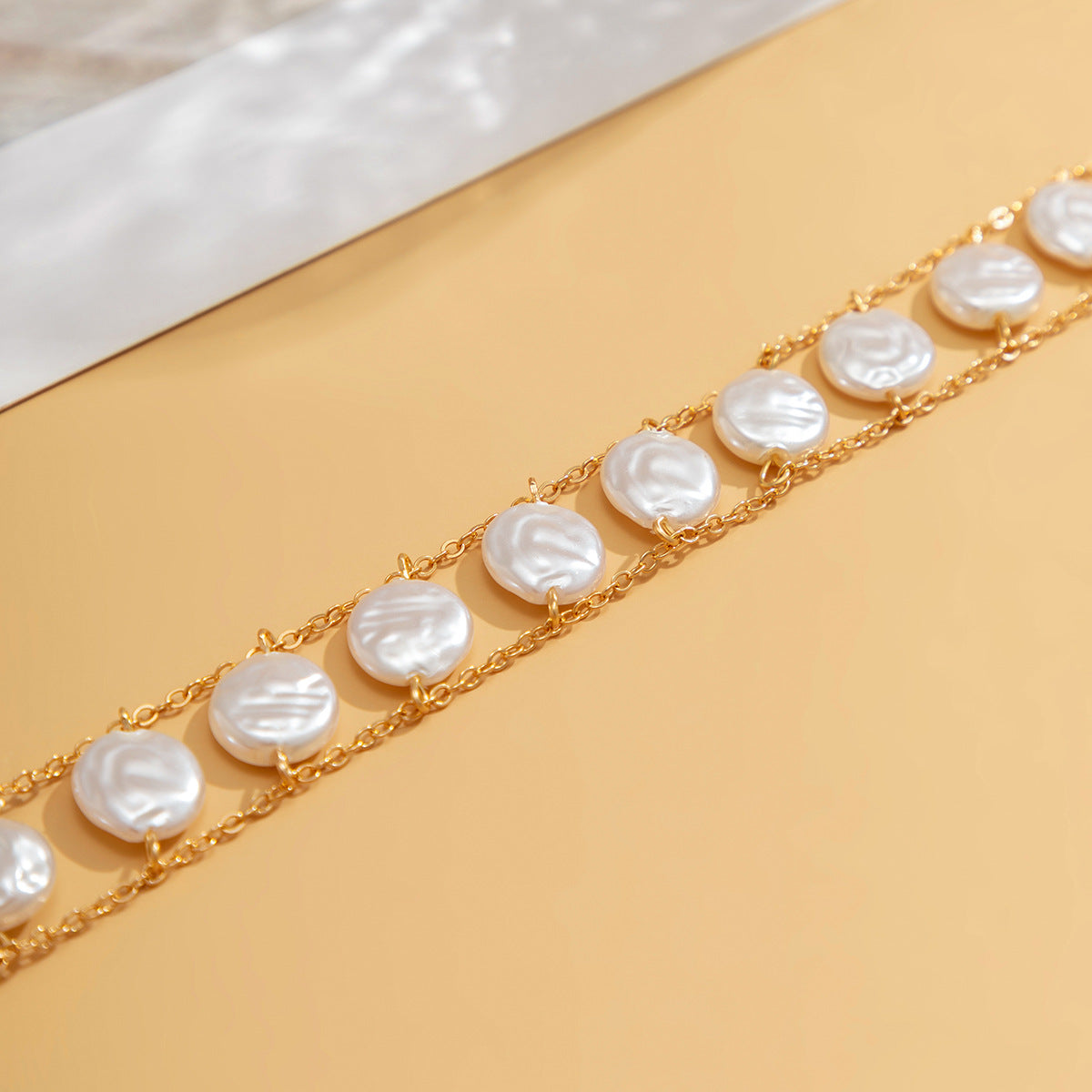 Elegant Plunge Neckline Body Chain with Imitation Keshi Pearls