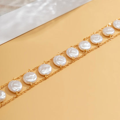 Elegant Plunge Neckline Body Chain with Imitation Keshi Pearls