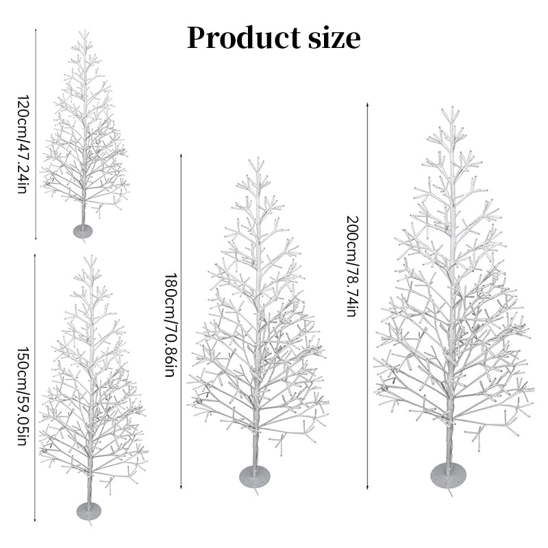 9ft White Artificial Christmas Tree Pre-Lit with Warm White LED Fairy Lights / Indoor/Outdoor Holiday Home Decor