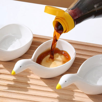Cute Goose Ceramic Mini Dipping Plate - Small Sauce & Snack Dish for Home & BBQ
