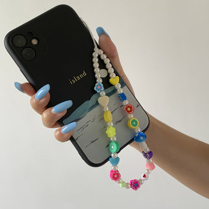 Beaded Daisy & Fruit Phone Chain Lanyard - Colorful Aesthetic Charm & Keychain