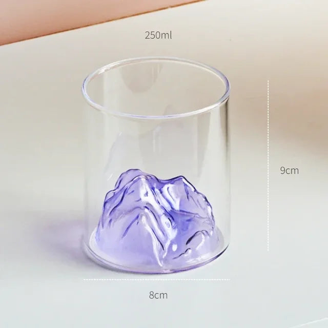 Heat-Resistant Mountain Range Glass Cup for Whisky & Coffee