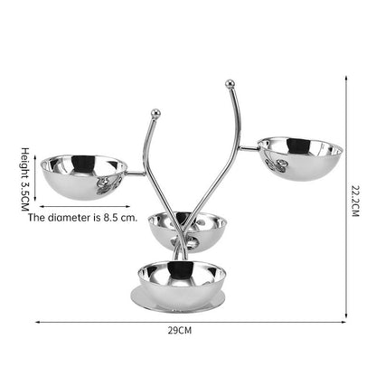 Stainless Steel Divided Serving Tray with Dip Bowls | Condiment Stand