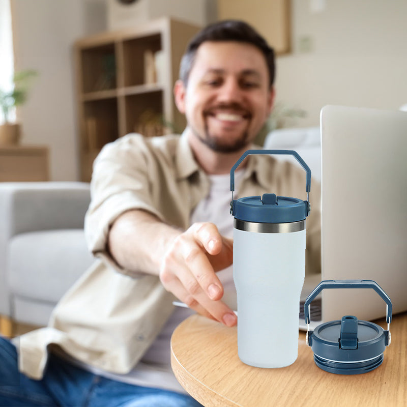 Reusable Leak-Proof Replacement Lid with Straw Hole for 30oz Stanley Tumbler - BPA-Free & Dishwasher Safe
