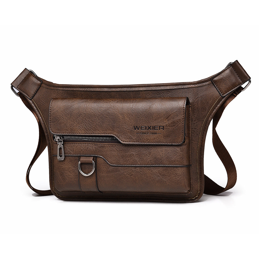 Men's Large Capacity Waterproof Faux Leather Crossbody Shoulder Messenger Bag