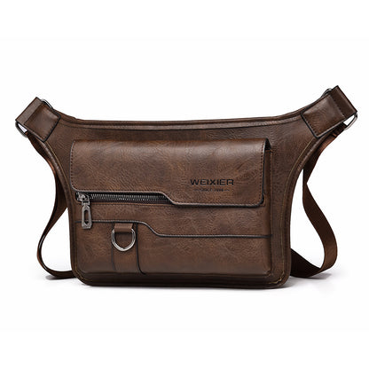 Men's Large Capacity Waterproof Faux Leather Crossbody Shoulder Messenger Bag