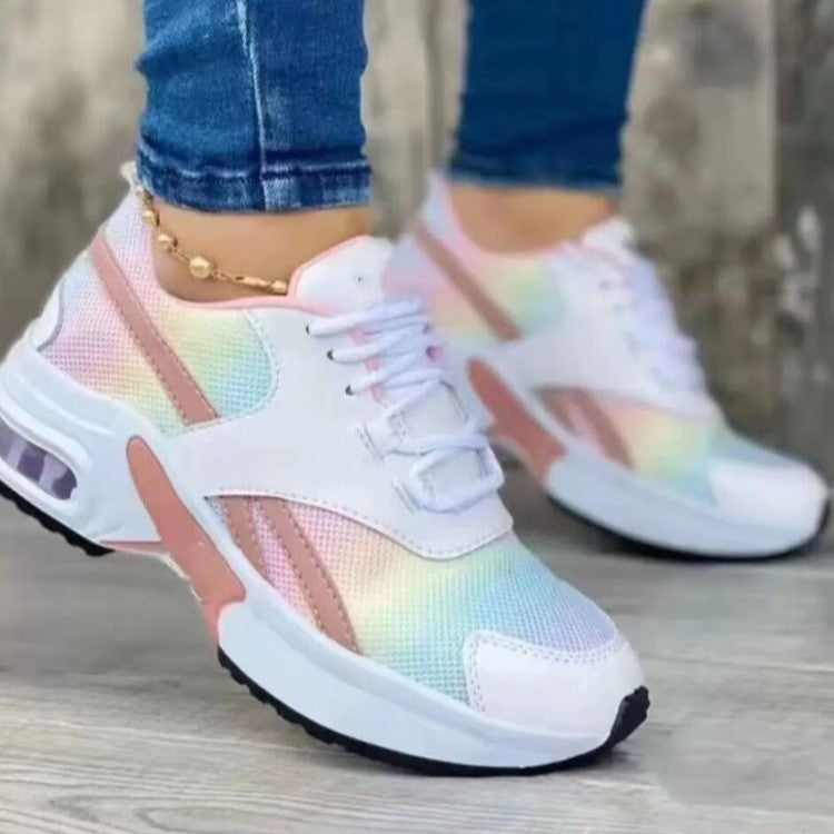 Trendy Pastel Multi-Color Low Cut Sneakers - Comfortable Walking Shoes for Women