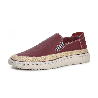 Men's Handmade Leather Fisherman Shoes - Casual Cowhide One Foot Massage Loafers