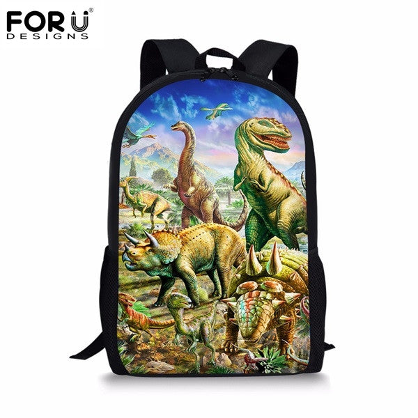 3D Dinosaur Print School Backpack for Boys - Orthopedic Kids Satchel & Schoolbag