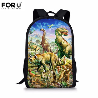 3D Dinosaur Print School Backpack for Boys - Orthopedic Kids Satchel & Schoolbag