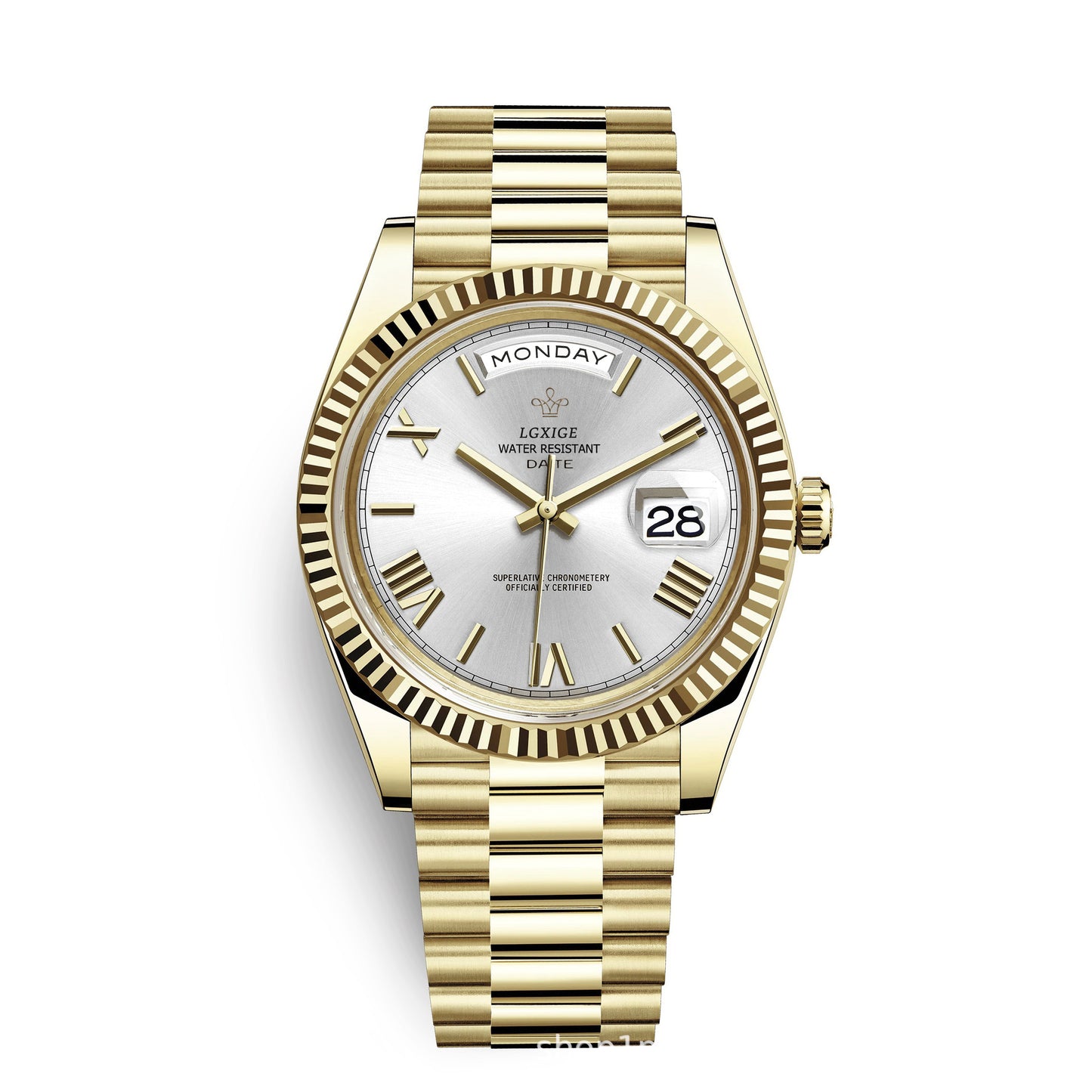 Luxury Gold-Tone Business Watch - Elegant Calendar Wristwatch for Men