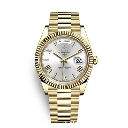 Luxury Gold-Tone Business Watch - Elegant Calendar Wristwatch for Men
