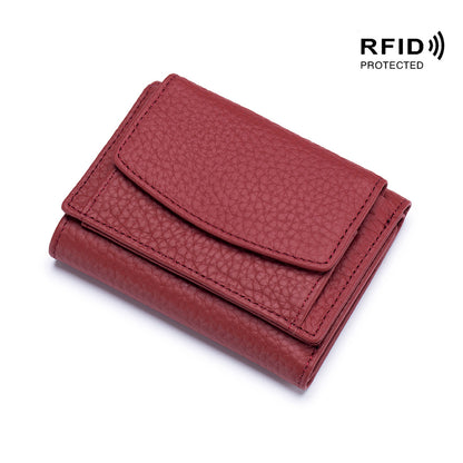 Women's Japanese Style Genuine Leather RFID Protected Mini Coin Wallet (Short)