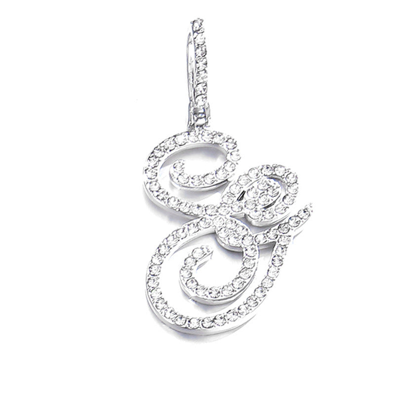 Iced Out Initial Letter Pendant Cuban Chain Necklace