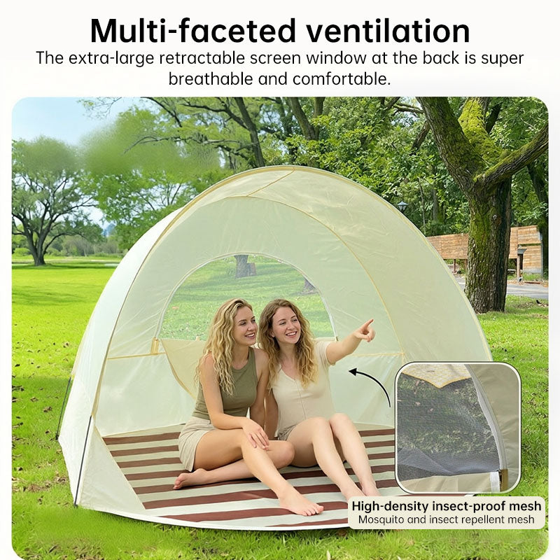 Portable Outdoor Family Tent with Reinforced Poles & Roof Sun Shade
