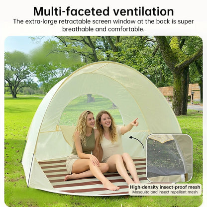 Portable Outdoor Family Tent with Reinforced Poles & Roof Sun Shade