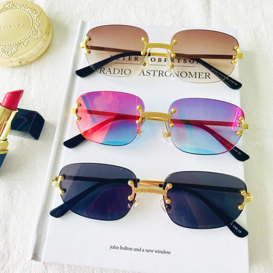 Retro Rimless Square Sunglasses - Luxury Frameless Eyewear for Men & Women