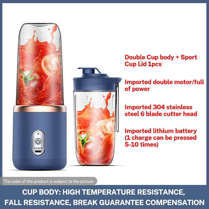 Portable 6-Blade Rechargeable Electric Juicer and Smoothie Blender Cup