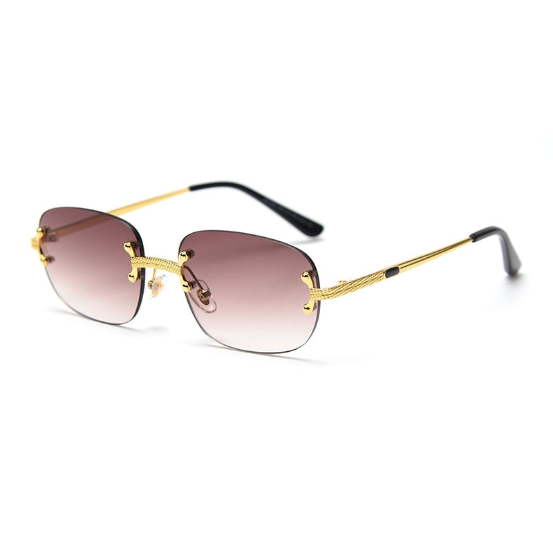 Retro Rimless Square Sunglasses - Luxury Frameless Eyewear for Men & Women