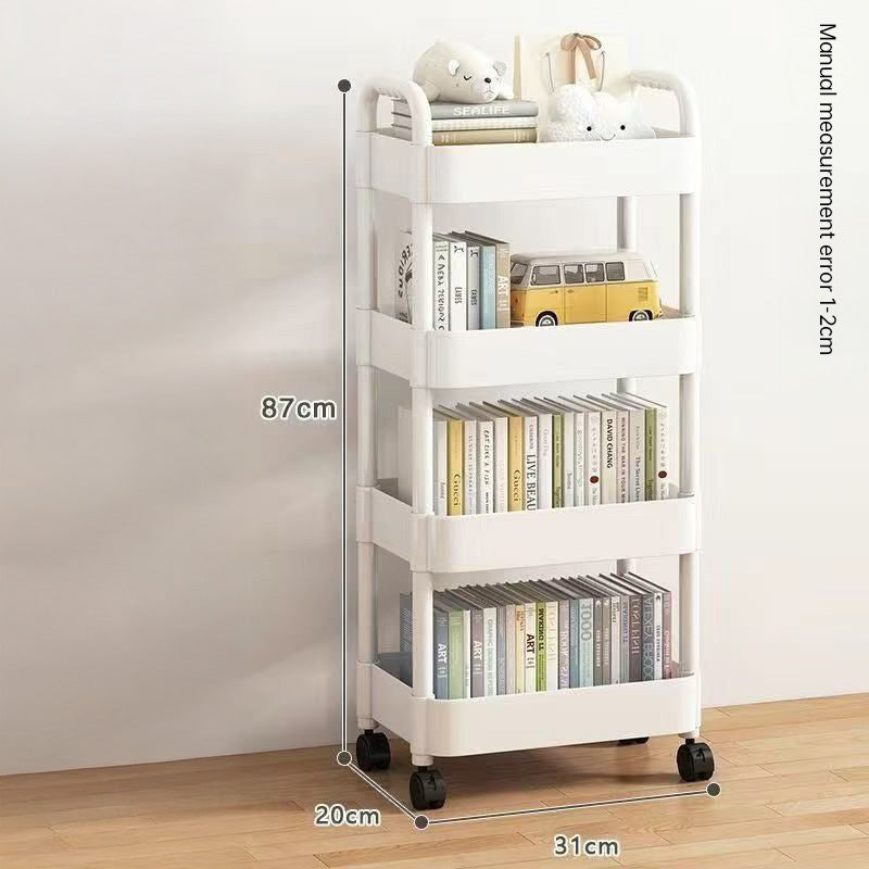 Multi-Layer Wheeled Utility Cart | Rolling Storage Shelf for Home, Kitchen, Bathroom (Snacks, Books)